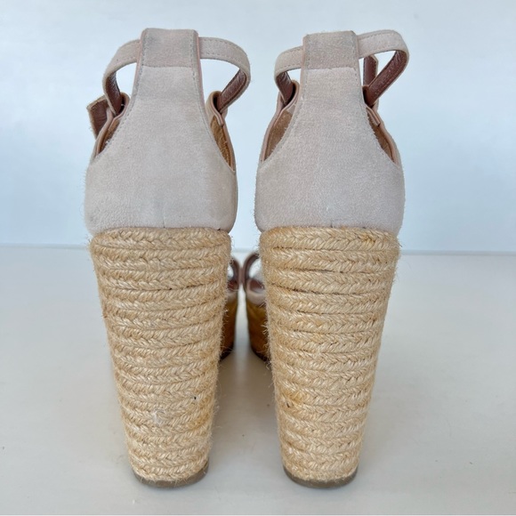 TABITHA SIMMONS Beige Jenny Flesh Kidsuede Platform Wedge Espadrilles Sz 39 M - Picture 6 of 15